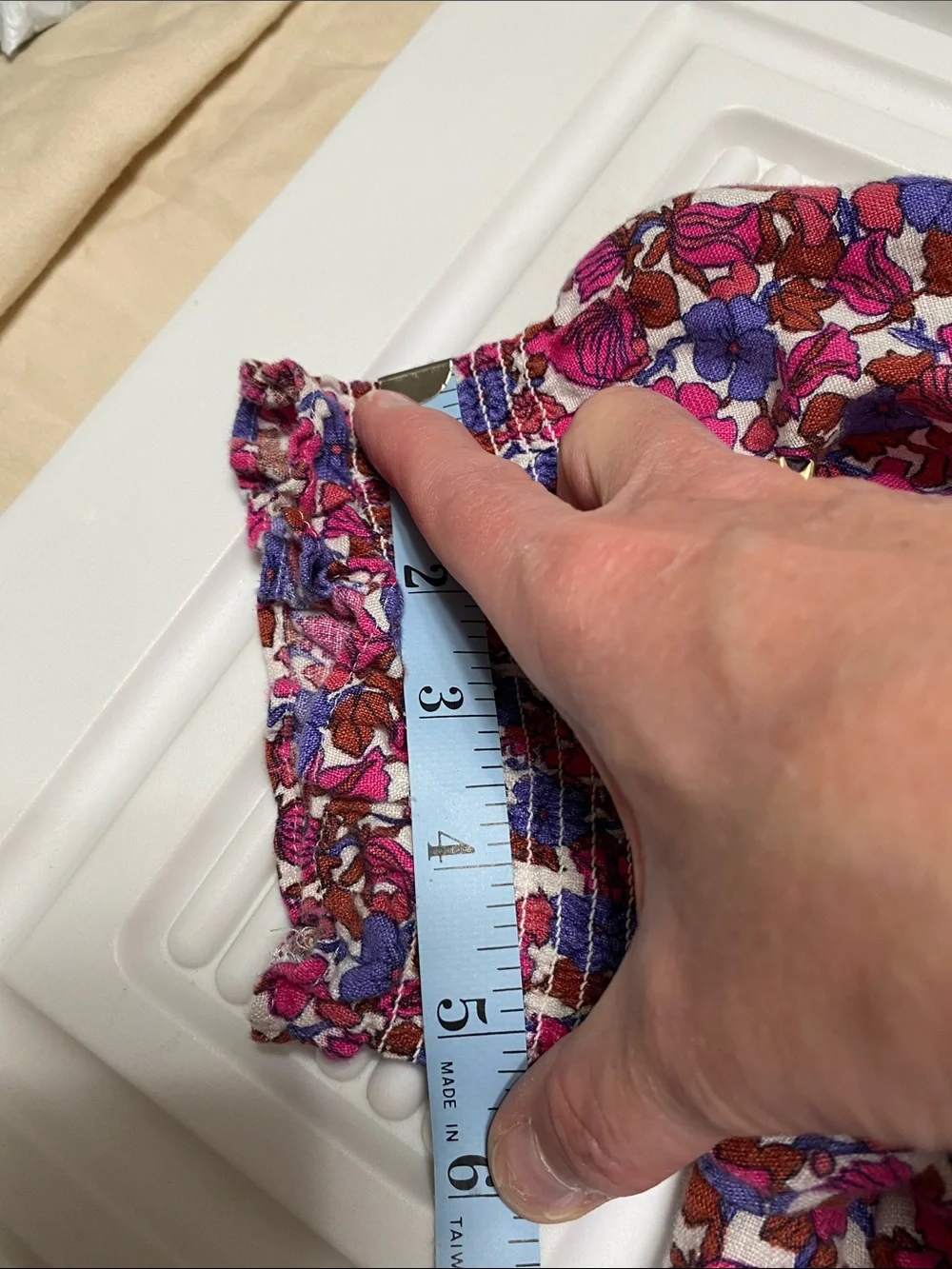 J. Crew Pink, Purple & pink Floral Linen Peasant Top